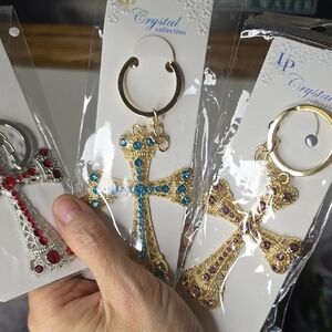 Lot Of 12...Cross Keychain Set - Gold, Silver, Multicolor